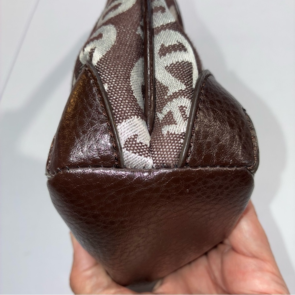 Vintage 90s Etienne Aigner Shoulder Bag Purse Jacquard Logo Leather Brown - Picture 6 of 10